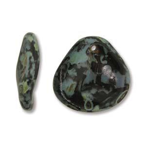 Petal Bead 14 x 13mm Jet Picasso PTL1413-23980-86800