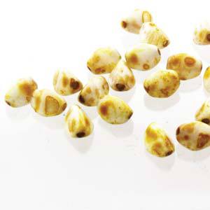 Pinch Bead 5 x 3mm White Picasso - PNC05-02020-86800