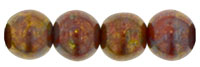 Round Pressed beads 6mm - Dark Opaque Red Bronze Picasso - 5-06-P915696