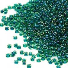 Rocaille 15/0 - Dark Blue Lined Green AB - 332