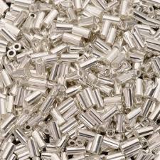 Bugle Bead 3mm - Bright Sterling Plated - 961
