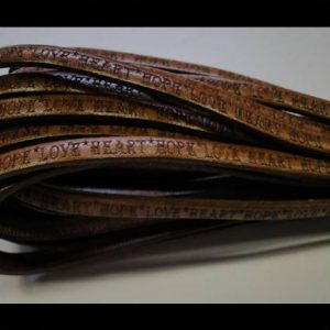 Plat leder 5mm - Love*Heart*Hope - Brown Natural - PROMOTIE