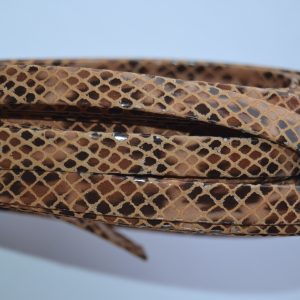 Plat leder 10mm -  Snake Light Brown - PROMOTIE