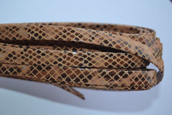 Plat leder 10mm -  Snake Light Brown - PROMOTIE