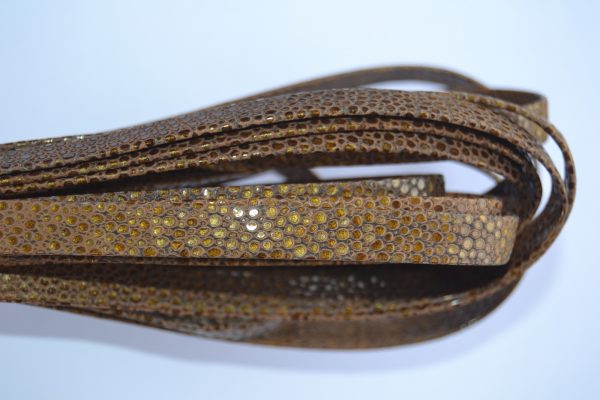 Plat leder 10mm -  Snake Dark Brown - PROMOTIE