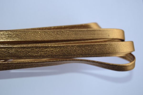 Plat leder 10mm -  Metallic Gold - PROMOTIE