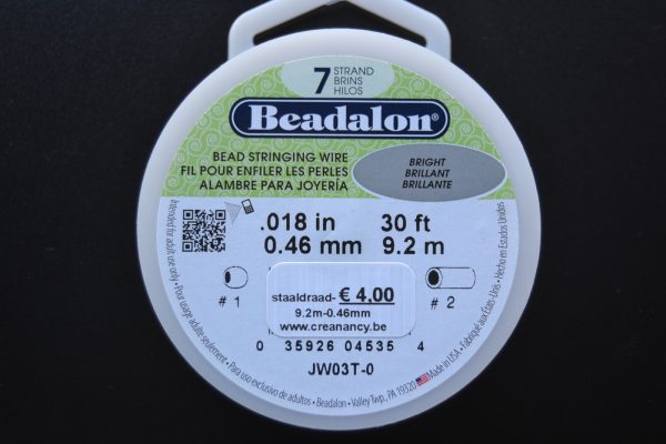 Beadalon - Staaldraad - Bright Steel - 0.46mm - 9.2m