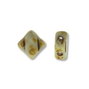 Silky-bead 2hole - White Opal Picasso - 206-03000-86800