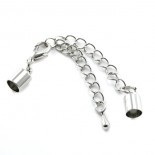 Eindkapje met slot en verlengketting 5mm - Rhodium - 1010153