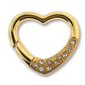 Heart Ringslot Strass 27.5mm - Gold Plated - CLSP435GP
