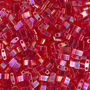 Half Tila bead 5x2.3mm - Transparent Red AB - 254