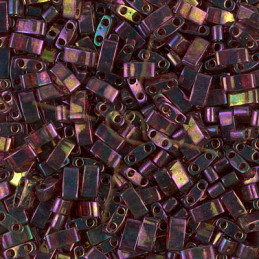 Half Tila bead 5x2.3mm - Red Blue Opaque Picasso - 4504