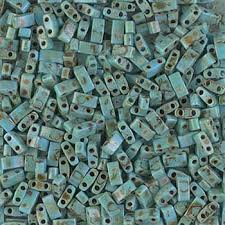 Half Tila bead 5x2.3mm - Turquoise Opaque Blue Picasso - 4514