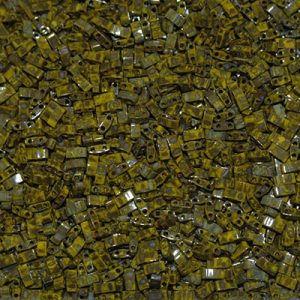 Half Tila bead 5x2.3mm - Vert Jaune Opaque Picasso - 4519