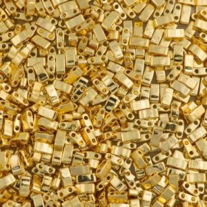 Half Tila bead 5x2.3mm - 24kt. Gold Plated - 191