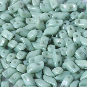 Storm Duobeads 3 x 7 mm - Chalk White Teal Luster - 03000/14459