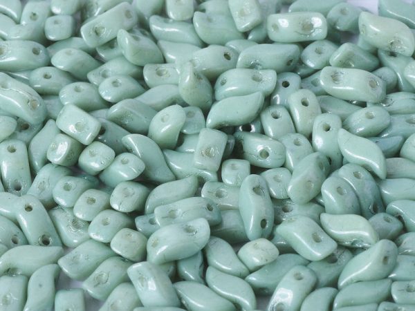 Storm Duobeads 3 x 7 mm - Chalk White Teal Luster - 03000/14459