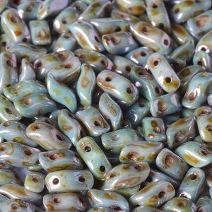 Storm Duobeads 3 x 7 mm - Chalk White Blue Luster - 03000/65431