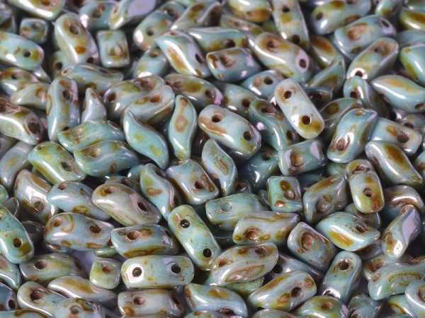 Storm Duobeads 3 x 7 mm - Chalk White Blue Luster - 03000/65431