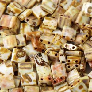 Tila Bead 5 x 5mm - Opaque Yellow Picasso - 4512