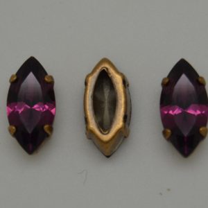 Navette 15x7mm - Amethyst / Brons