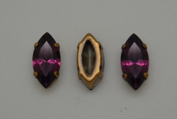 Navette 15x7mm - Amethyst / Brons