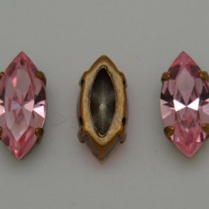 Navette 15x7mm - Light Rose / Brons