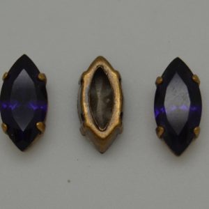 Navette 15x7mm - Purple Velvet / Brons