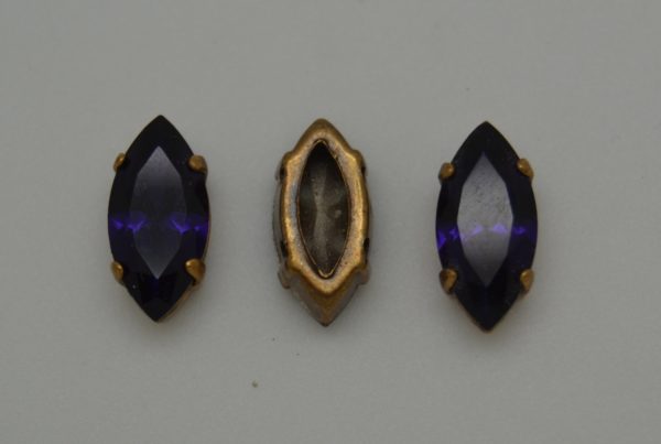 Navette 15x7mm - Purple Velvet / Brons
