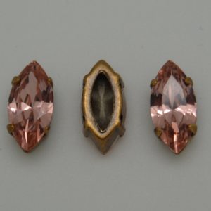 Navette 15x7mm - Vintage Rose / Brons
