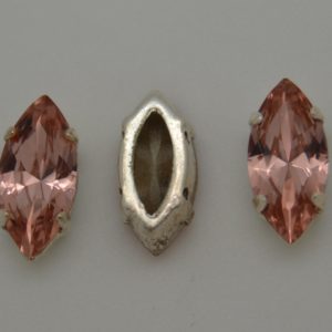Navette 15x7mm - Vintage Rose / Silver