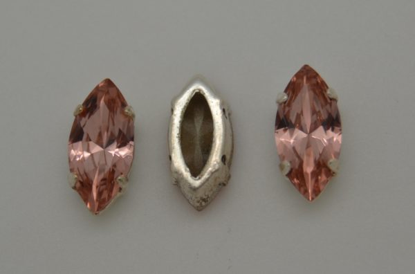 Navette 15x7mm - Vintage Rose / Silver