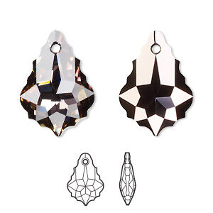 Swarovski Faceted Baroque Pendant 6090 - 22x15mm - twilight