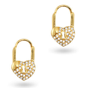 Oorbellen Zirkonia Heart - Gold - 18x10mm