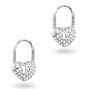 Oorbellen Zirkonia Heart - Silver - 18x10mm