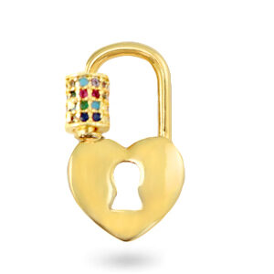 Zirkonia Rainbow Heart - Gold - 28x17mm
