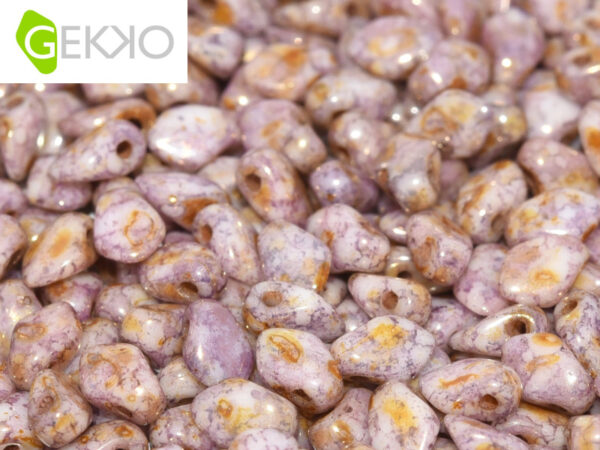 Gekko beads - 3x5mm - Chalk White Lila Gold Luster - 03000/15695