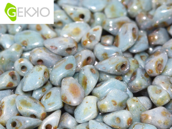 Gekko beads - 3x5mm - Chalk White Blue Luster - 03000/65431
