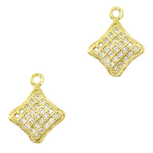 Zirkonia Bedeltje - Square - Gold
