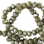 Briolette top quality - 4x3mm - Greenisch grey pearl shine coating - 72187