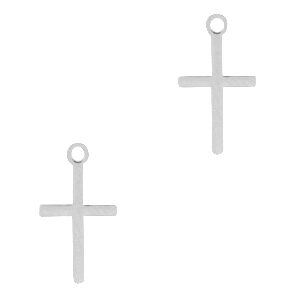 Bedeltje kruisje- silver plated