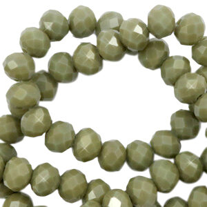 Briolette top quality - 4x3mm - Dusty olive green pearl shine coating - 65593