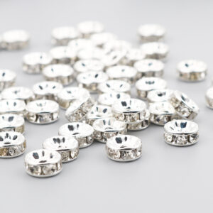Tussenstukje  rondel strass - silver plated * crystal strass - 4mm - PROMOTIE per 100 stuks
