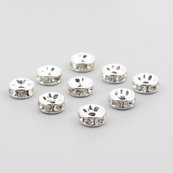 Tussenstukje  rondel strass - silver plated * crystal strass - 4mm - PROMOTIE per 100 stuks - Afbeelding 3