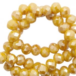 Briolette top quality - 8x6mm - Warm yellow gold pearl shine coating - 56440