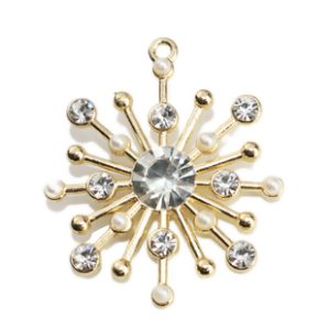 Hanger Christmas snowflake - gold plated met strass