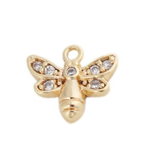 Hanger Bijtje met strass - 18K real gold plated