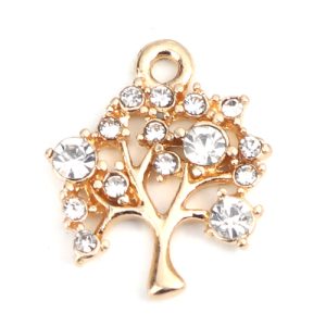 Hanger boompje met strass - gold plated