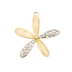 Hanger bloem met strass - gold plated