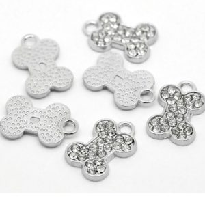Hanger hondenbotjes met strass - silver plated
